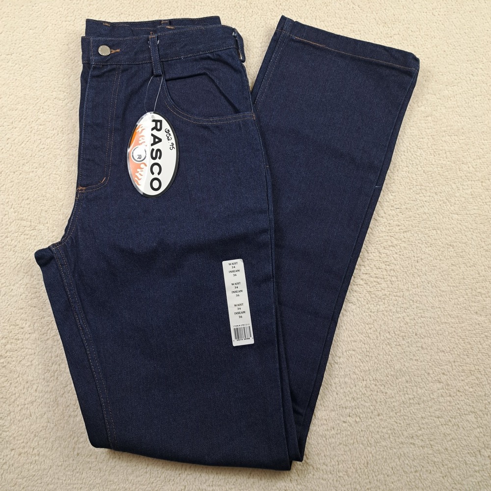 Rasco FR Work Jeans Size 34 X 36 Blue NFPA 2112 Certified New With Tags